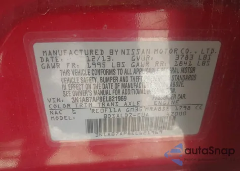 2014 Nissan Sentra Sv из США, поврежденный, VIN 3N1AB7AP8EL621969